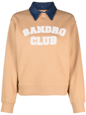 

Layered-effect classic-collar sweatshirt, SANDRO Layered-effect classic-collar sweatshirt