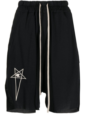 

Logo-embroidered knee-length shorts, Rick Owens Logo-embroidered knee-length shorts