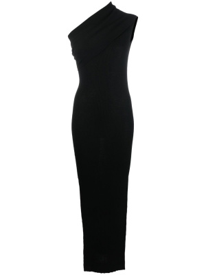 

One-shoulder ribbed-knit dress, Rick Owens One-shoulder ribbed-knit dress