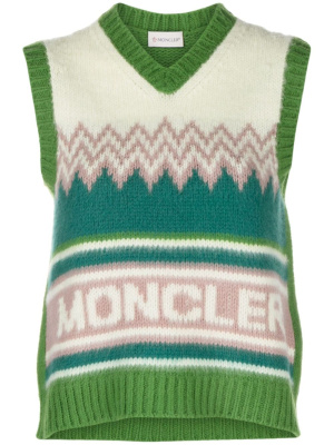 

Logo-intarsia wool vest, Moncler Logo-intarsia wool vest