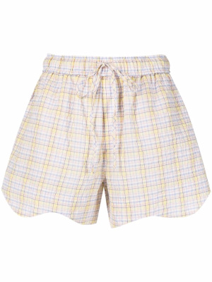 

Check-print drawstring shorts, GANNI Check-print drawstring shorts