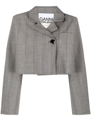 

Herringbone-pattern cropped blazer, GANNI Herringbone-pattern cropped blazer