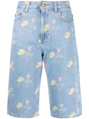 

Floral-print denim shorts, GANNI Floral-print denim shorts