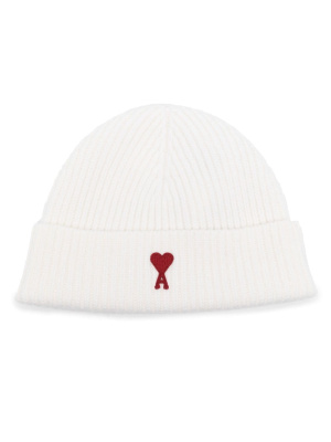

Logo-embroidered wool beanie, AMI Paris Logo-embroidered wool beanie