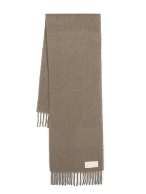 

Logo-patch fringed scarf, AMI Paris Logo-patch fringed scarf