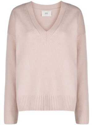 

Elbow-patch V-neck jumper, AMI Paris Elbow-patch V-neck jumper