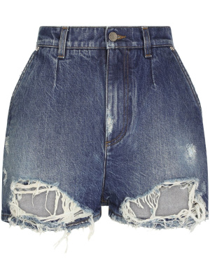 

Distressed high-rise denim shorts, Dolce & Gabbana Distressed high-rise denim shorts