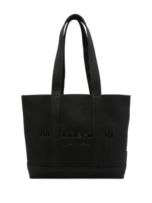 

Logo-plaque ribbed-knit tote bag, Alexander Wang Logo-plaque ribbed-knit tote bag