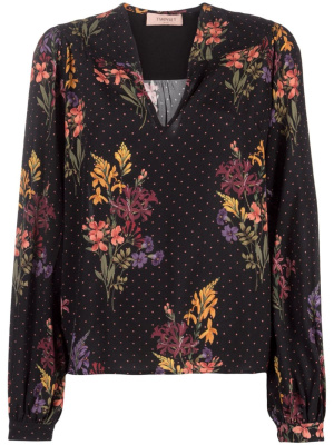 

Mix-print V-neck blouse, TWINSET Mix-print V-neck blouse