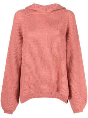 

Balloon-sleeve ribbed-knit hoodie, TWINSET Balloon-sleeve ribbed-knit hoodie