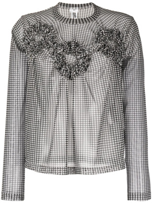 

Floral-appliqué gingham-check top, Comme Des Garçons Floral-appliqué gingham-check top