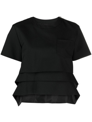 

Zip-embellished tiered T-shirt, Sacai Zip-embellished tiered T-shirt