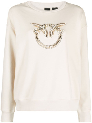 

Love Birds-embellished cotton sweatshirt, PINKO Love Birds-embellished cotton sweatshirt