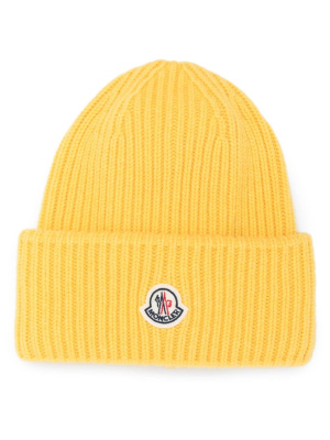 

Logo-patch fisherman's-knit beanie, Moncler Logo-patch fisherman's-knit beanie