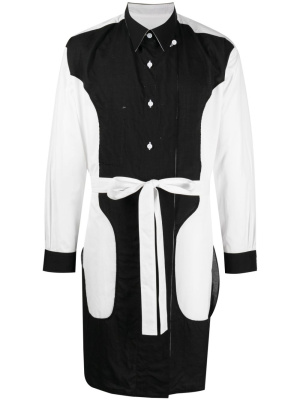 

Colour-block tied-waist shirt, Yohji Yamamoto Colour-block tied-waist shirt