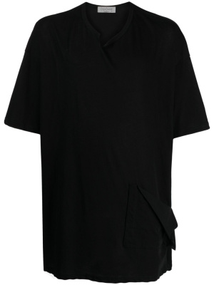 

Split-neck cotton T-shirt, Yohji Yamamoto Split-neck cotton T-shirt