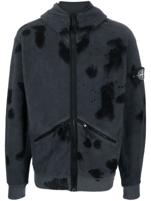 

Abstract-print fleeced hoodie, Stone Island Abstract-print fleeced hoodie
