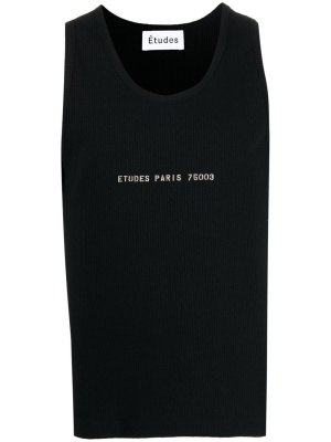 

Logo-stamp fine-ribbed vest, Etudes Logo-stamp fine-ribbed vest