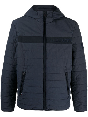 

Logo-embroidered padded hooded jacket, Tommy Hilfiger Logo-embroidered padded hooded jacket