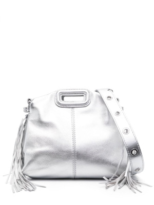 

Frayed-detail leather shoulder bag, Maje Frayed-detail leather shoulder bag