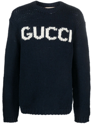 

Intarsia-knit logo wool jumper, Gucci Intarsia-knit logo wool jumper