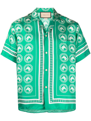 

Graphic-print silk shirt, Gucci Graphic-print silk shirt