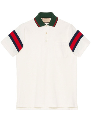 

Web-stripe jersey polo shirt, Gucci Web-stripe jersey polo shirt