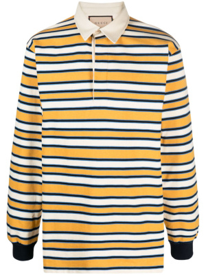 

Logo-print striped polo shirt, Gucci Logo-print striped polo shirt