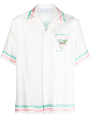 

Striped-edge Cuban-collar shirt, Casablanca Striped-edge Cuban-collar shirt