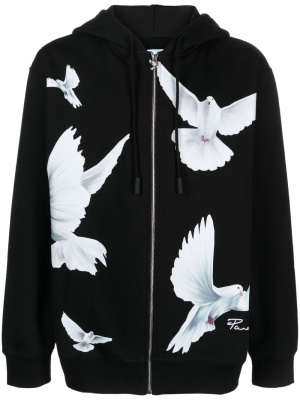 

Freedom Doves cotton drawstring hoodie, 3PARADIS Freedom Doves cotton drawstring hoodie
