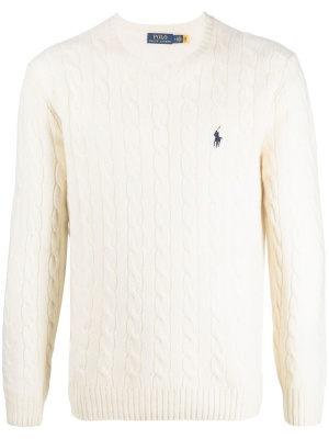 

Logo-embroidered cable-knit jumper, Polo Ralph Lauren Logo-embroidered cable-knit jumper