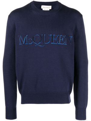 

Logo-embroidered cotton jumper, Alexander McQueen Logo-embroidered cotton jumper