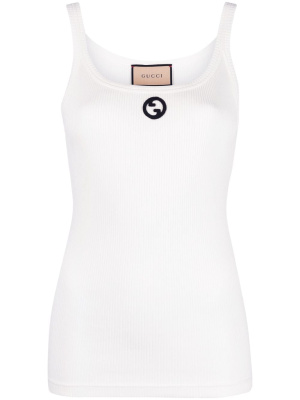 

Embroidered-logo cotton tank top, Gucci Embroidered-logo cotton tank top