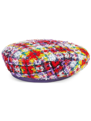 

Checked lamé tweed beret, Gucci Checked lamé tweed beret