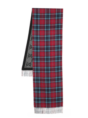 

GG Supreme tartan-check scarf, Gucci GG Supreme tartan-check scarf