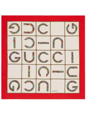 

Logo-print silk scarf, Gucci Logo-print silk scarf
