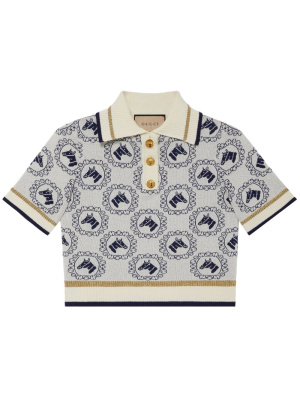 

Equestrian jacquard polo top, Gucci Equestrian jacquard polo top