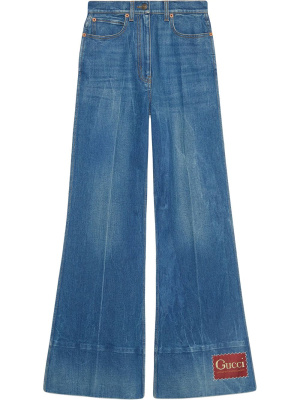 

Logo-patch flared denim jeans, Gucci Logo-patch flared denim jeans