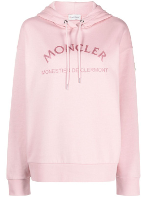 

Logo-glitter cotton-blend hoodie, Moncler Logo-glitter cotton-blend hoodie