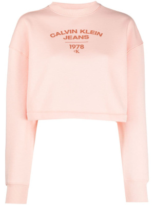 

Varsity logo-print cropped sweatshirt, Calvin Klein Jeans Varsity logo-print cropped sweatshirt