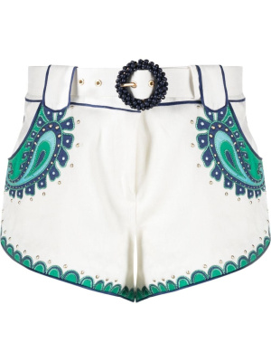 

Tiggy Appliqué paisley-print shorts, ZIMMERMANN Tiggy Appliqué paisley-print shorts