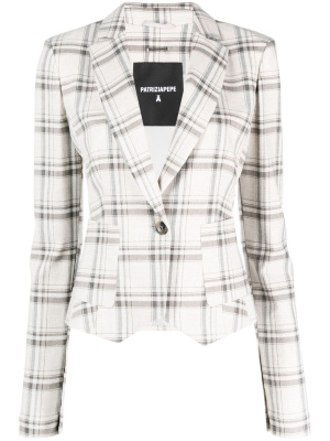 

One-button check-pattern blazer, Patrizia Pepe One-button check-pattern blazer