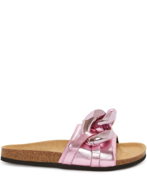 

Chain-link detail slides, JW Anderson Chain-link detail slides