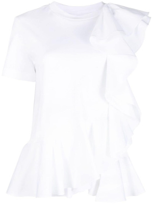 

Asymmetric ruffled T-shirt, Alexander McQueen Asymmetric ruffled T-shirt