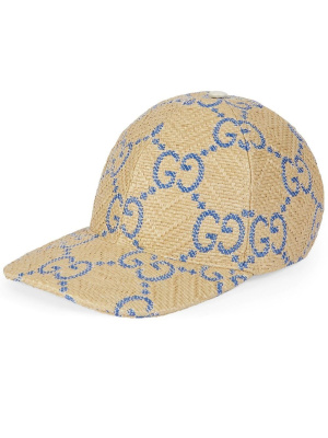 

GG straw woven-effect baseball cap, Gucci GG straw woven-effect baseball cap