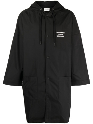 

Slogan-print hooded coat, Drôle De Monsieur Slogan-print hooded coat