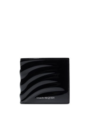 

Rib 8cc patent leather bifold wallet, Alexander McQueen Rib 8cc patent leather bifold wallet