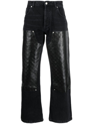 

Monogram-debossed panelled straight-leg jeans, MISBHV Monogram-debossed panelled straight-leg jeans