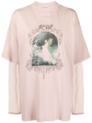 

Layered-sheer sleeves jersey T-shirt, Acne Studios Layered-sheer sleeves jersey T-shirt