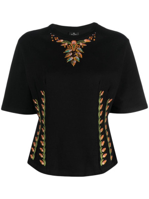 

Foliage-embroidered cotton T-shirt, ETRO Foliage-embroidered cotton T-shirt